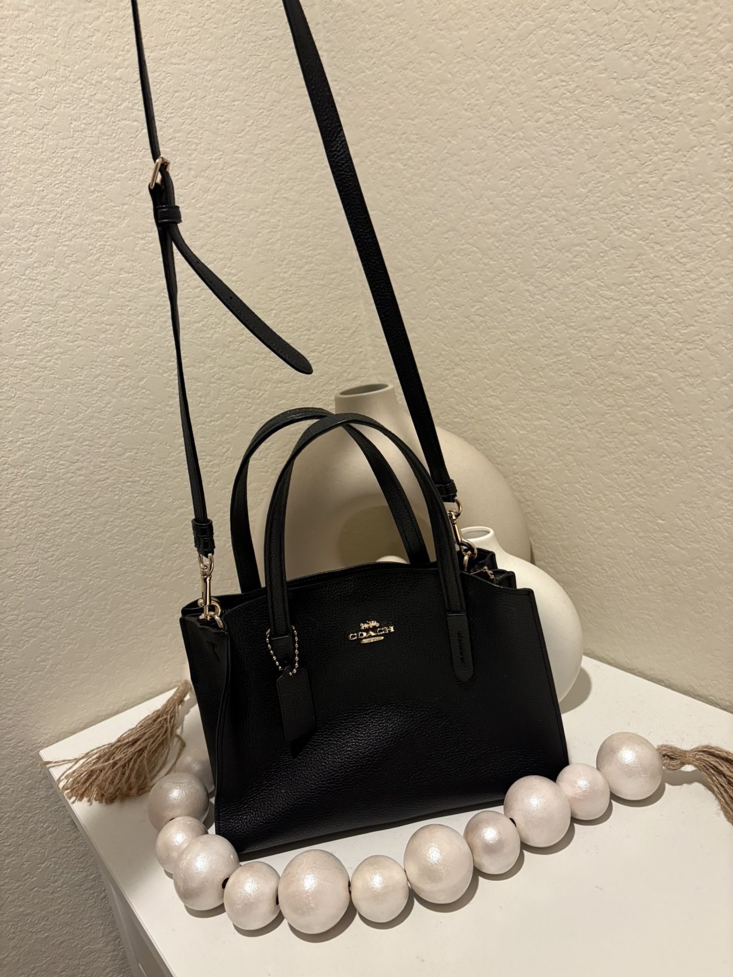 Charlie Carryall Purse In Black Red Interior