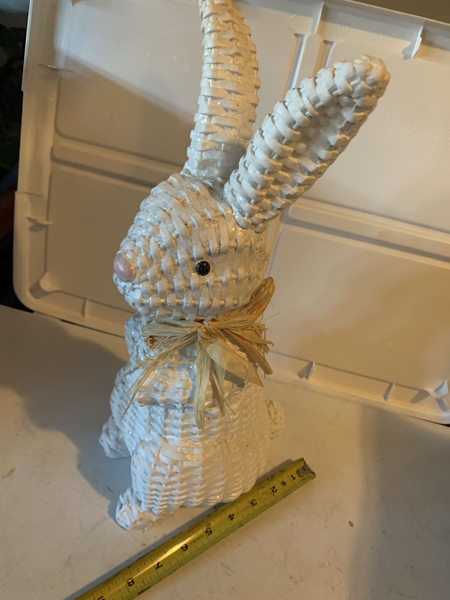 New 15 Inches Tall Easter Bunny In Weaved Design To Look Like Wicker, Accent Now, Heavy Weight Solid Material, Tons Of Details