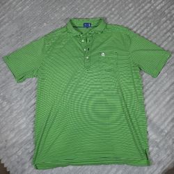 Stitch Green w/ Blue Stripe Skull Patch S/S Polo Shirt Mens Size XLarge