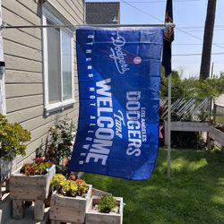 Dodgers Fans Welcome Flag Size 3ftx5ft 