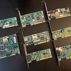 Lot of 8x 56K dial-up modem expansion cards (PCI, ISA)