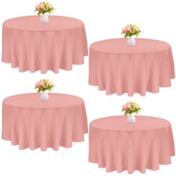 4 Pack 90 Inch Round Tablecloth Polyester Table Cloth For Round Tables Washable Table Covers For Wedding Dining Table Buffet Parties Banquet Decor?Dus