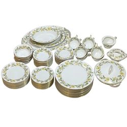 Vintage Noritake Wilshire China Set Yellow Poppy Flowers Gold Trim 83 Pieces