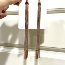 Rose gold triangular metal fringe tassel earrings jewelry 