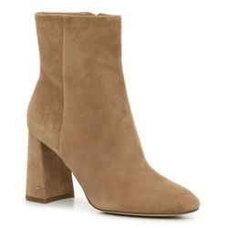 Sam Edleman Women's Beige Suede Ankle Boots with Chunky Heel