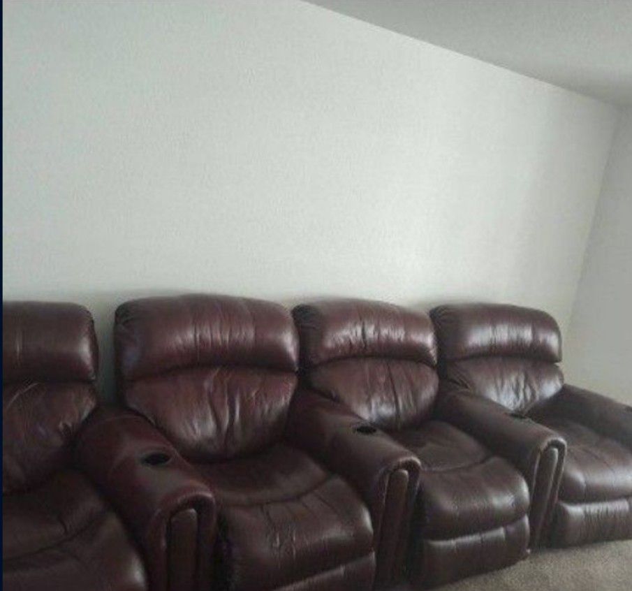 Home theater seating. 4 reclining Chairs