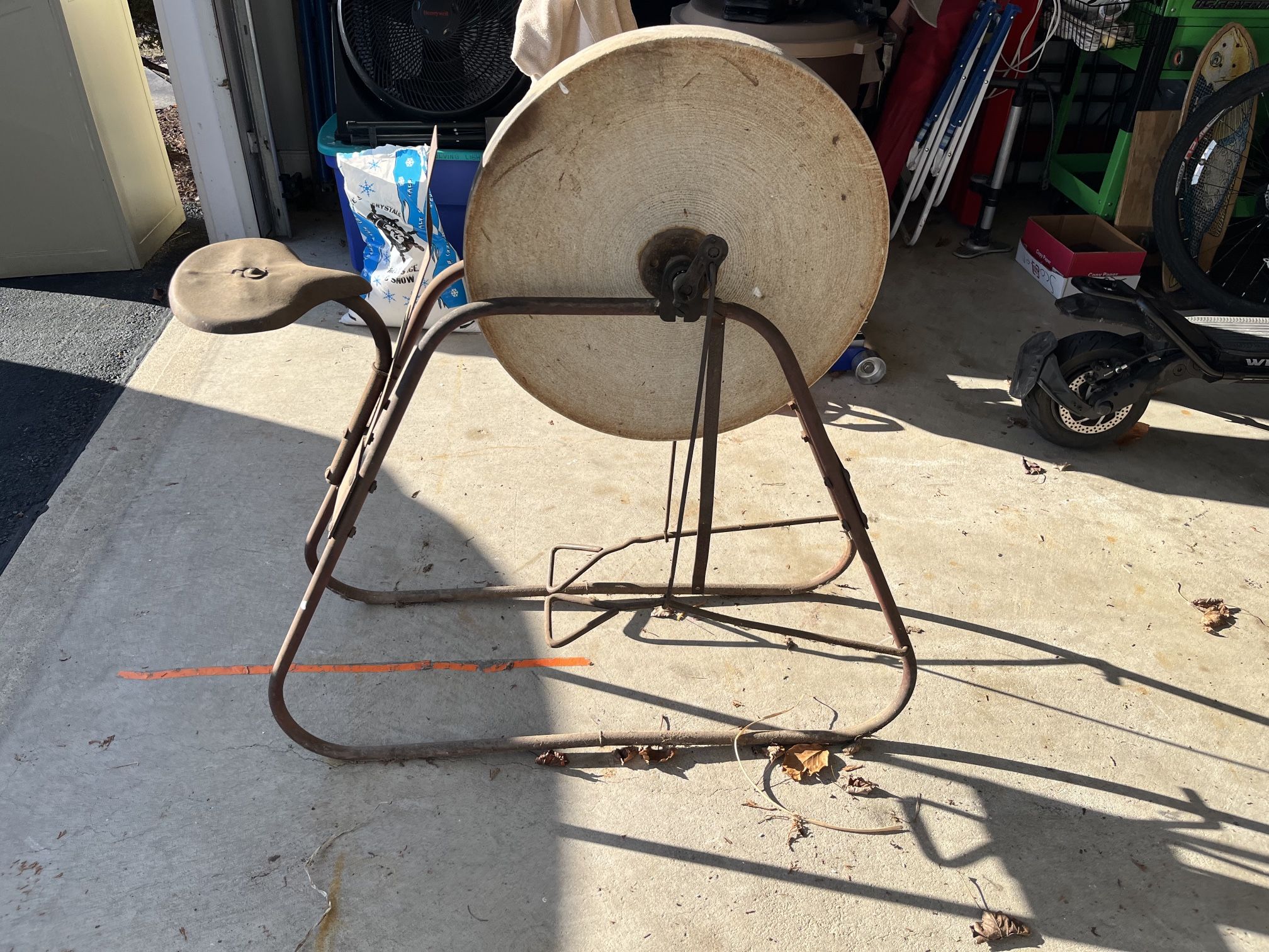 Antique Grinding Wheel with Cast Iron Seat