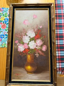 VINTAGE FLORAL OIL STILL LIFE