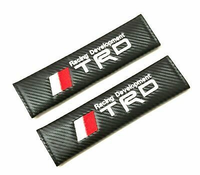 2pcs Carbon-look Embroidery Logo Seat Belt Cover Shoulder Pads TRD Racing