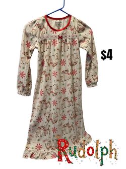 Rudolph Kids Christmas Nightgown Size M/8 great condition ❤️❤️M19 091126