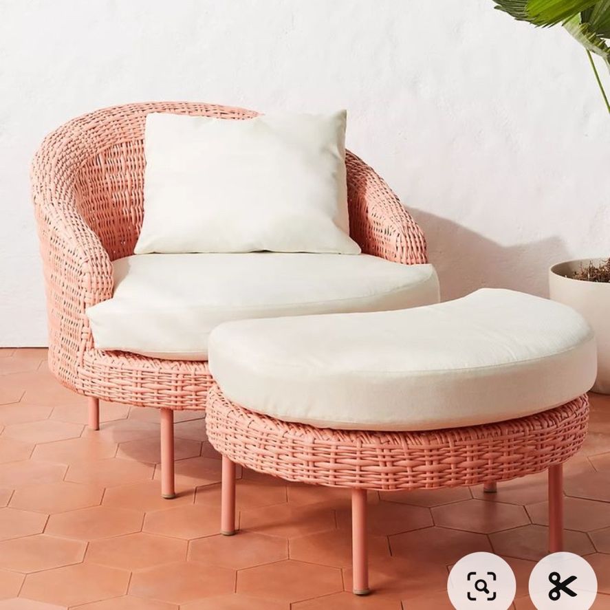 2 Lilith Pink Outdoor Chair With Ottoman Anthropologie