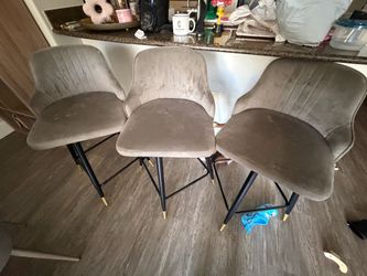 Velvet Swivel Stools x 3