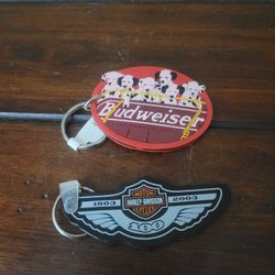 Vintage Harley Davidson 100th Anniversary Keychain,  Budwiser Keychain Lot.