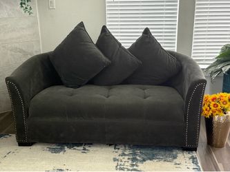 Modern oversized charcoal sofa set in excellent condition.