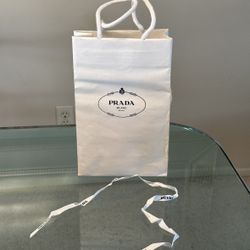 Prada Milano White Paper Small Shopping Bag With White Logo Ribbon