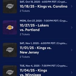 Los Angeles Lakers And LA Kings Tickets For Sale - Season ticket Holder In PR2 Row 5 All Games Available 