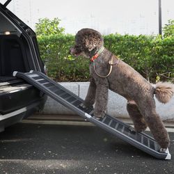 Portable Folding Pet Ramp Lightweight Foldable Dog Ladder for Trunk Back Seat Ladder Step Car SUV, Easy Storage