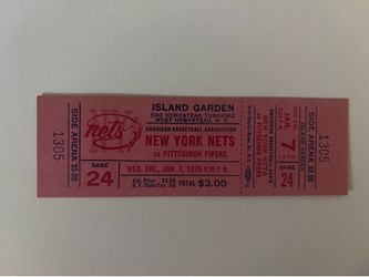 Rare 1970 ABA New York Nets Game Ticket