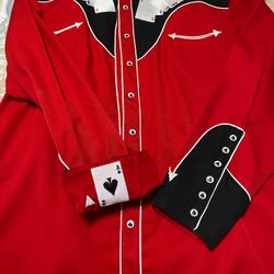 Western Men’s Shirt – Size L – Texas Hold’em Embroidery – New 🎲