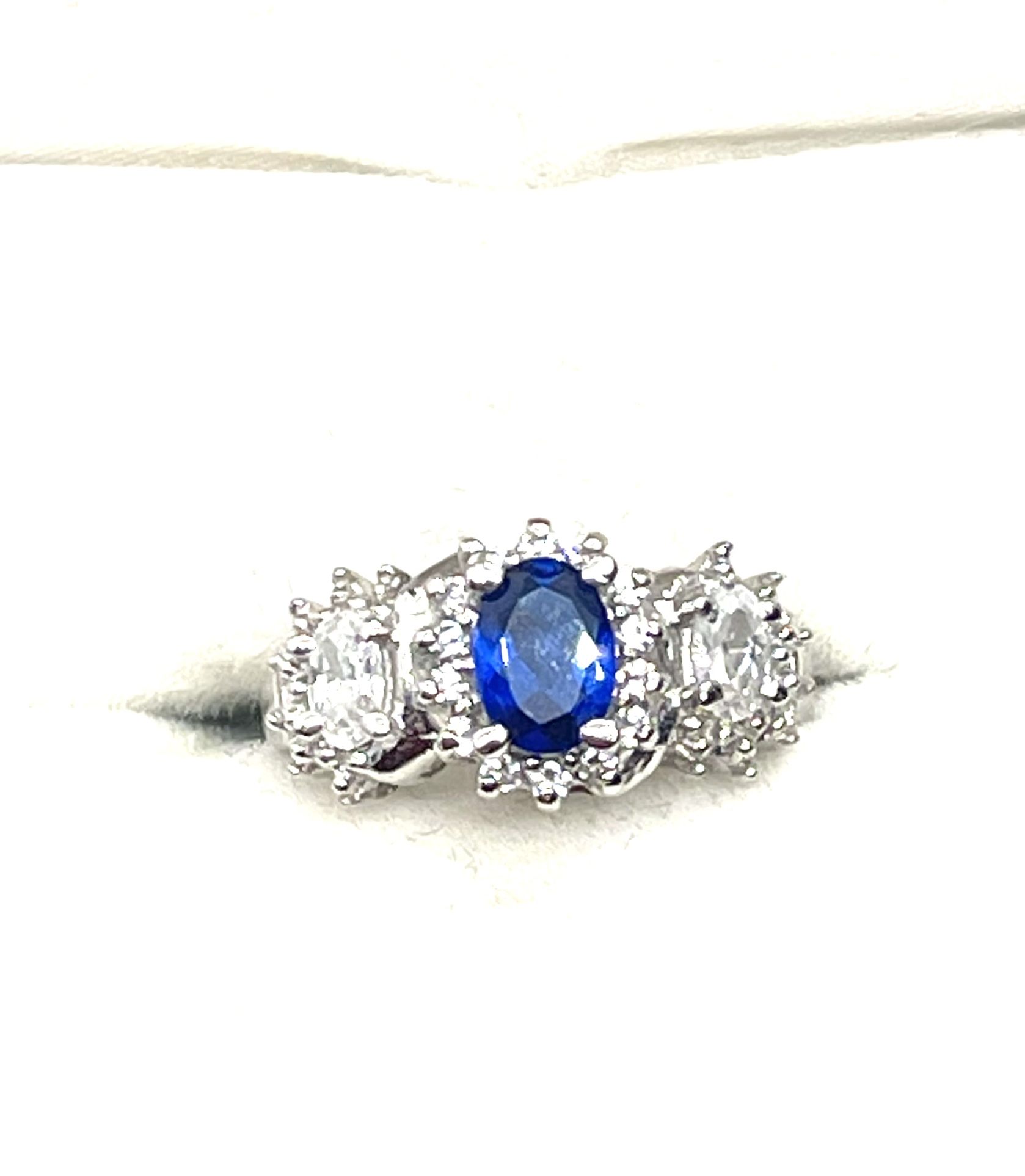 Sterling Brilliant Blue Stone Ring