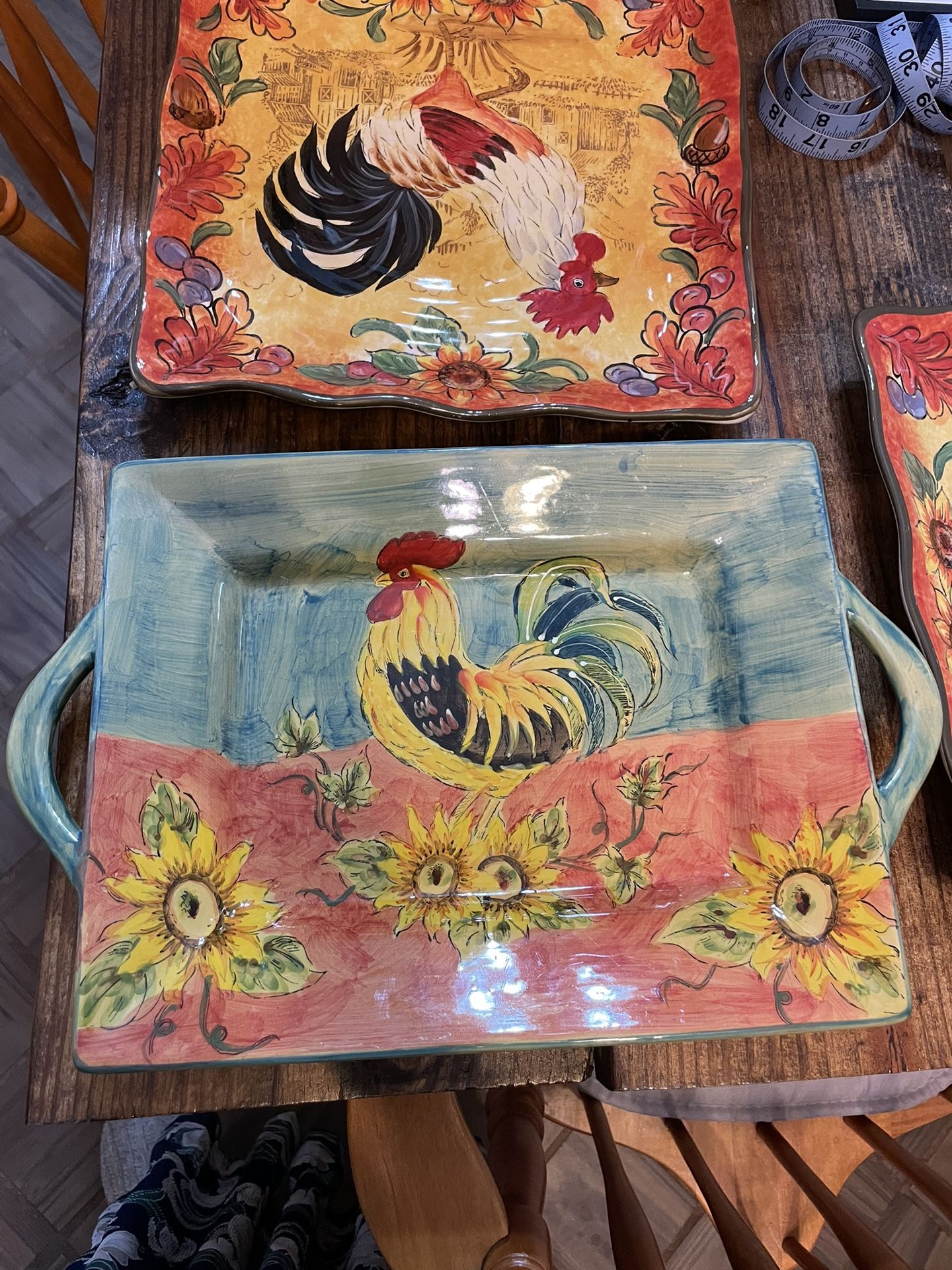 Rooster Platter With Handles