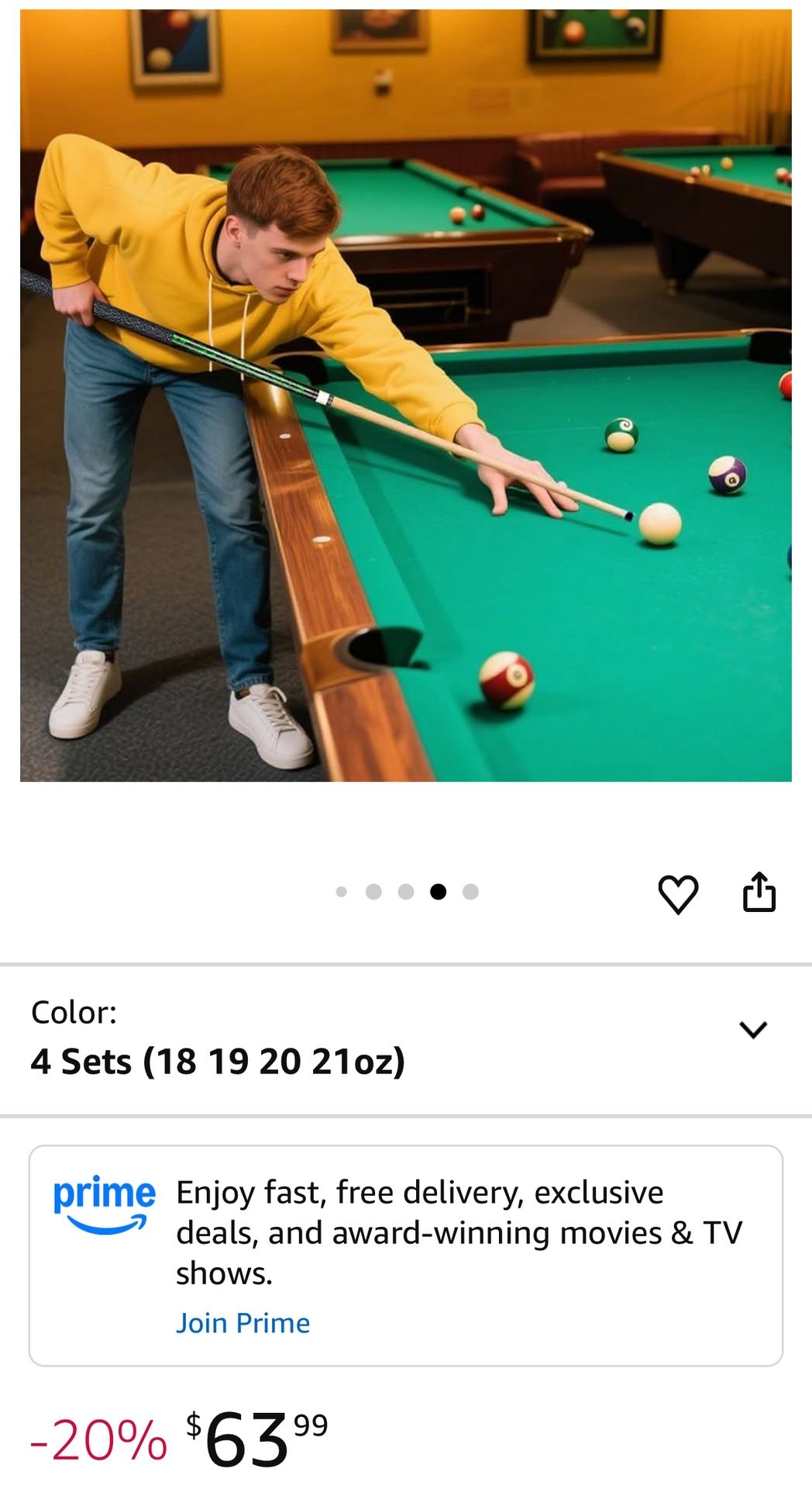 Kmise Pool Cue Stick Set, Canadian Maple 58 Inch 18 19 20 21oz 13mm Tips, New Upgraded Irish Linen Wire Grip Billiard Table Cues Sticks, 4 Colors Opti