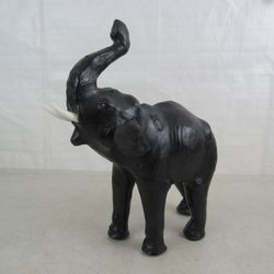 African Elephant Sculpture Leather Covered Paper Mache 13" Tall


