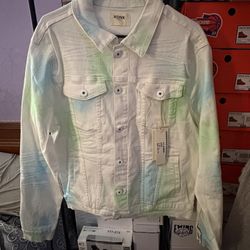 KDNK White Tie-Dye Denim Jacket – Size L (New w/ Tags)