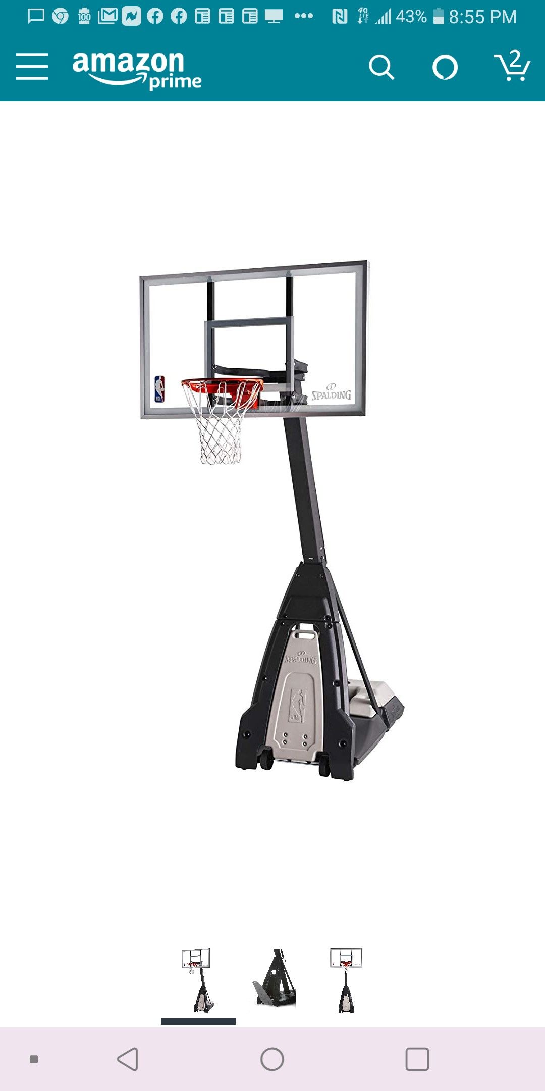 Spalding "The Beast" Portable Basketball Hoop. 60 Inch Glass Backboard. No reasonable offer refused.