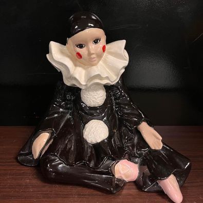 Ceramic Clown Pierrot Ballerina statue figurine