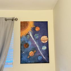 Hand-Painted Solar System Canvas | Kids Room Space Wall Art