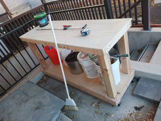 Wood Work Bench With Wheels