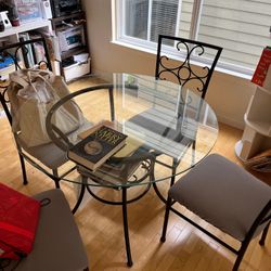 Round Glass Dinner Table with 4 Chairs 38 Inches Wide