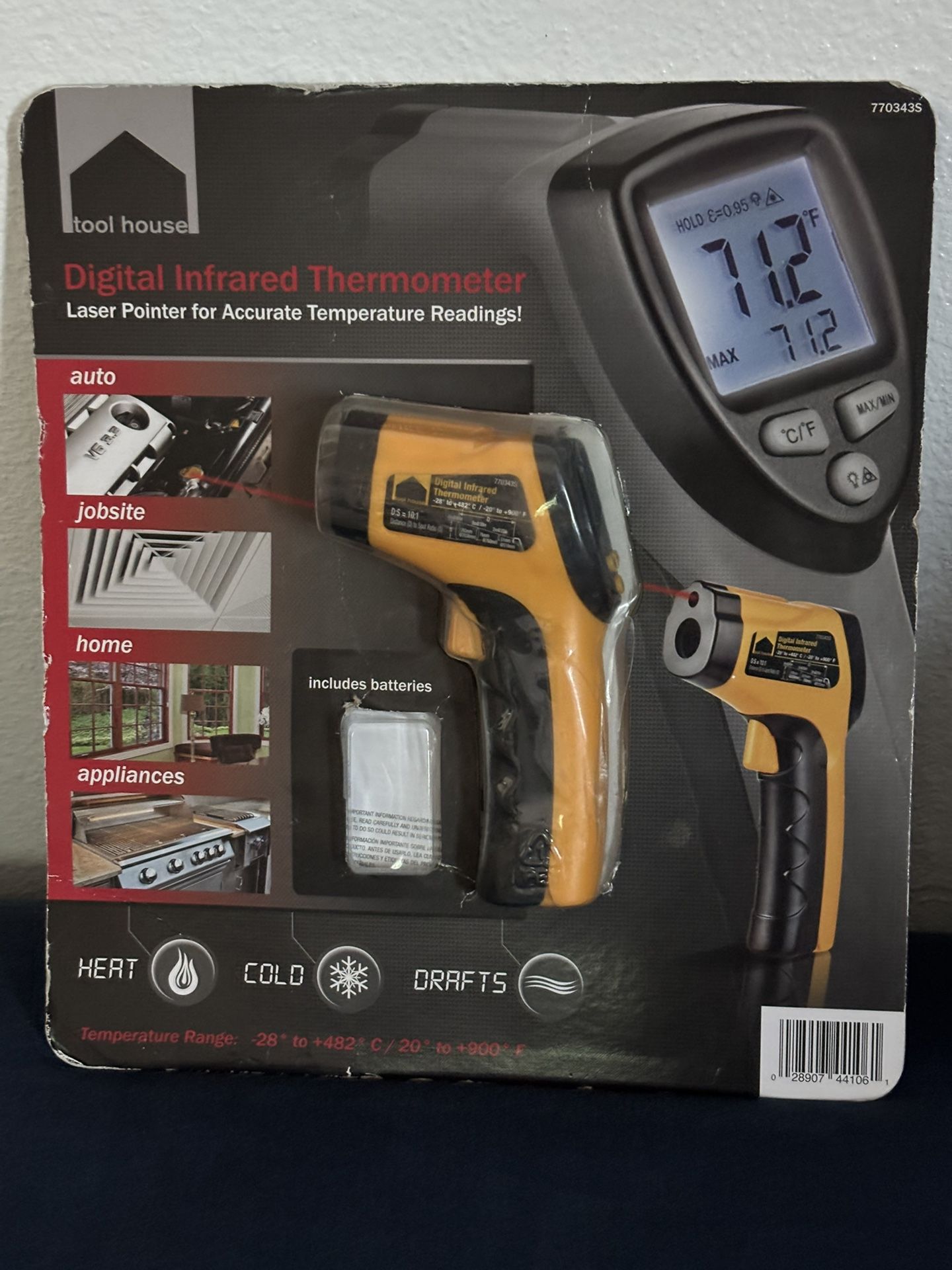 Digital Infrared Thermometer Laser Pointer tool for Accurate Temperature Readings- like new in opened package.