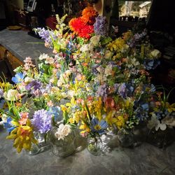 WEDDING Pastel Faux Florals in Glass Vases