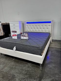 New Queen bed frame with mattress