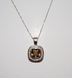 Smokey topaz sterling silver pendant