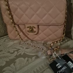 CC DESIGNER BABY PINK QUILTED AND BEADED PURSE