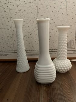 Milk Glass Vases  Set Of 3 Or Yr Choice 