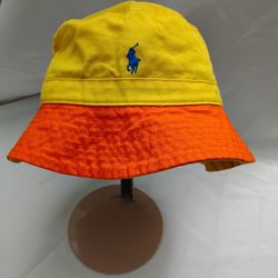 Polo Ralph Lauren Color-Blocked Twill Bucket Hat Red Orange Blue Size 8-20