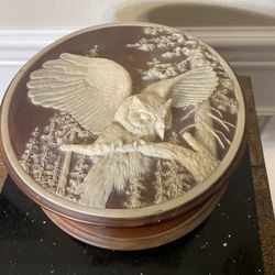 Genuine Incolay Stone Jewelry Box 1960s 3”T & 8”D