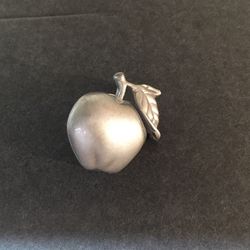 Vintage Brushed Pewter  Apple Push Pin   1”