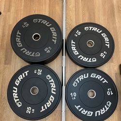 Olympic Tru Grit Bumper Plates + Barbell