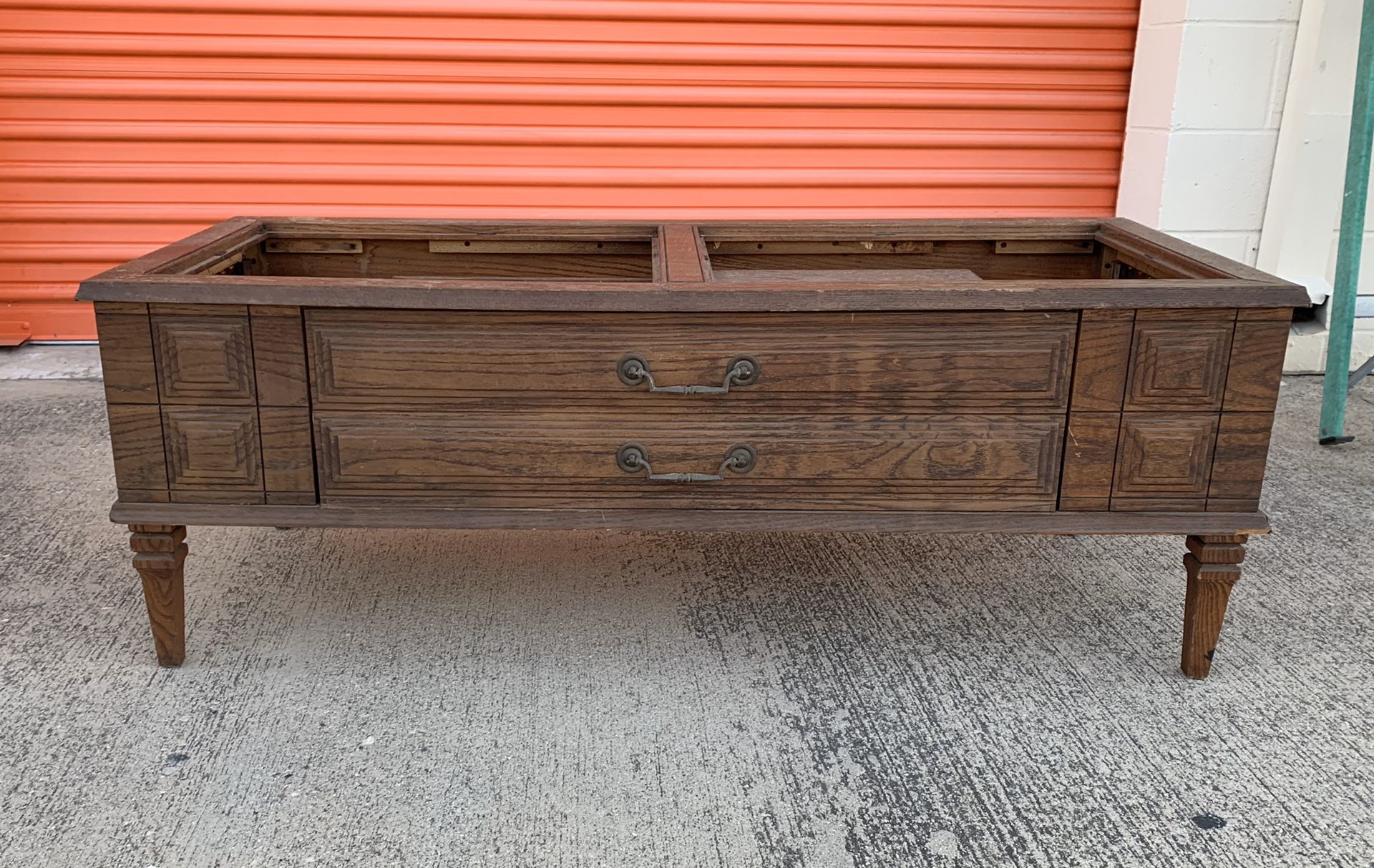 MCM Era Arvin Industries Wood Stone Travertine Panels Stereo Vinyl Record Player Console Coffee Table Vintage