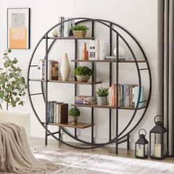 67” Round 5-Tier Metal Plant Stand bookcase storage rack [NEW] **Assembly Req** 