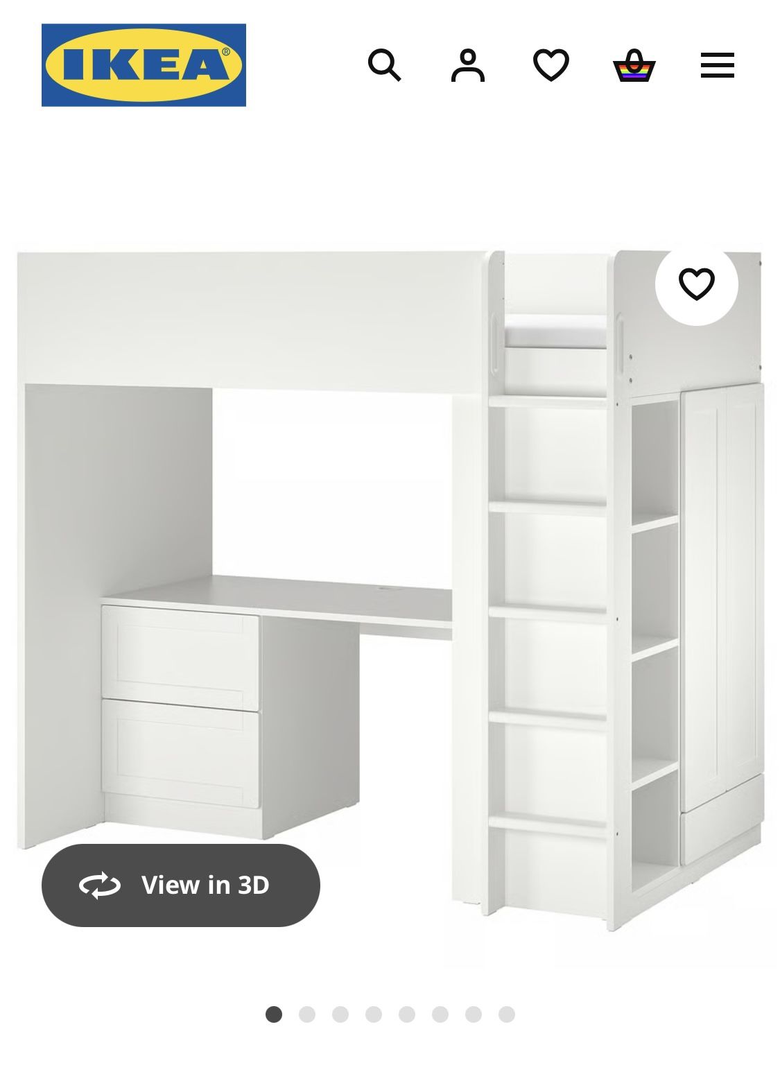 Ikea Smastad Twin Loft Bed Desk System And Mattress