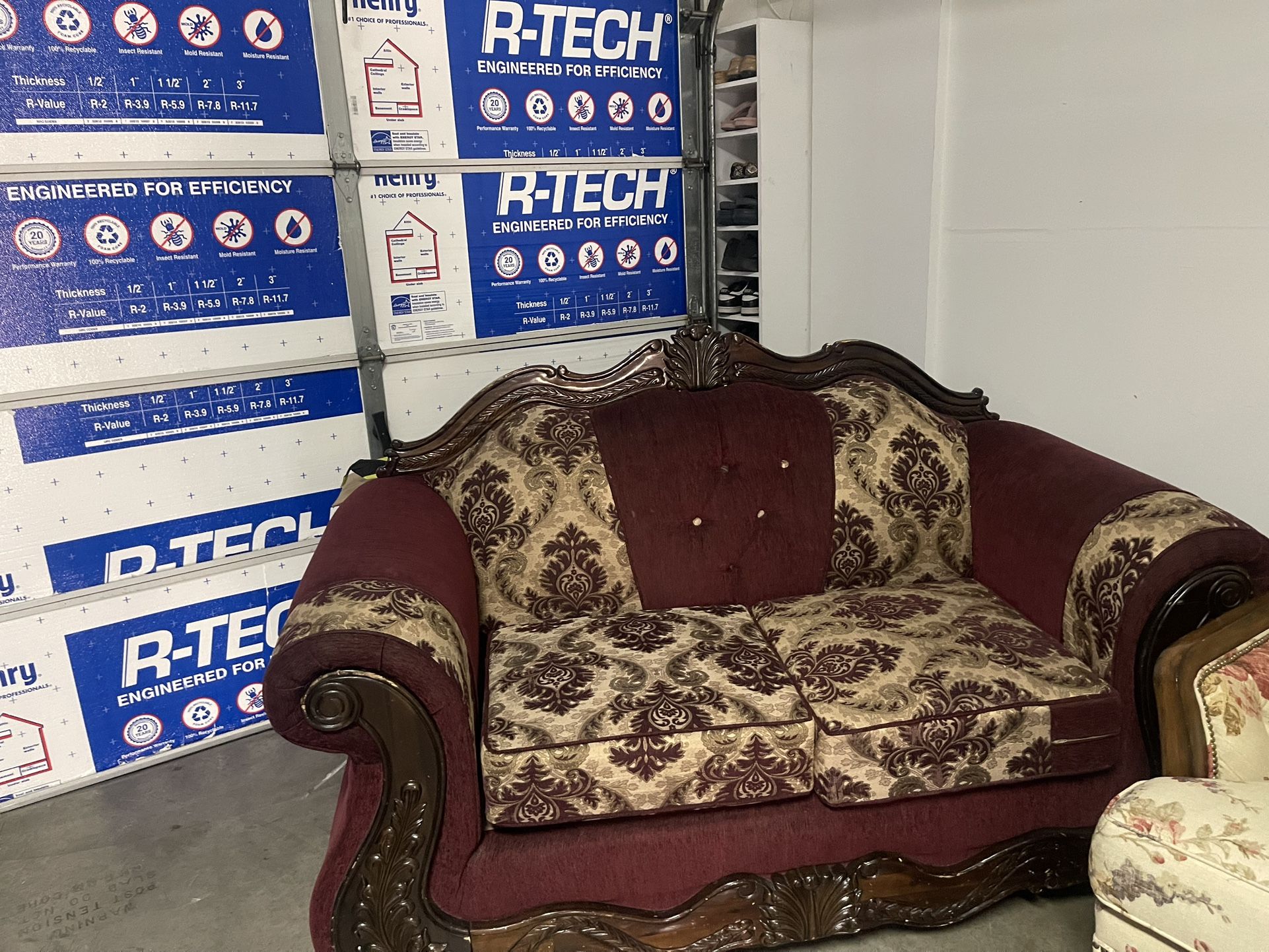 Vintage Red and Gold Sofa