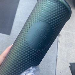 Forest Green Studded Starbucks Tumbler
