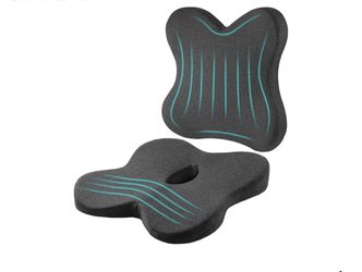 Seat Cushion and Back Cushion Combo for Office Chair, Pure Memory Foam Ergonomic Seat Cushions and Orthopedic Lumbar Support Pillow for Tailbone