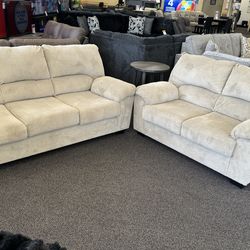 2PC Sofa and Love Cream Corduroy